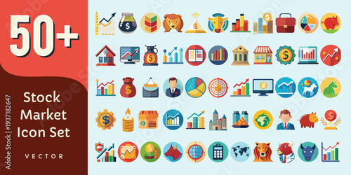 Stock Market Icon Set – Financial Investment and Trading Vector Icons