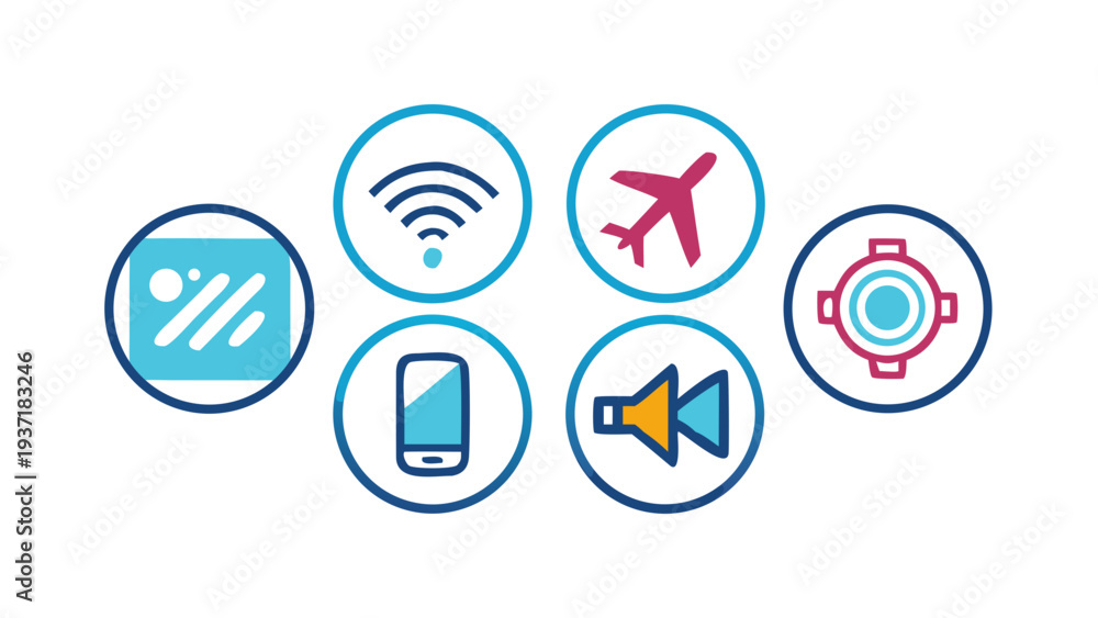 Obraz premium Modern technology and travel icons for business and lifestyle
