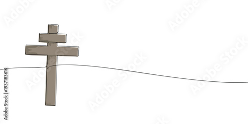 Illustration of an Orthodox Christian cross with three crossbars, symbolizing faith, devotion, and traditional Eastern Christian spirituality.