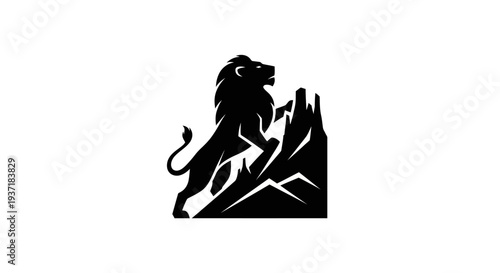 Lion silhouette on mountain peak