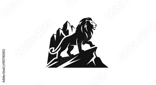 Lion silhouette on mountain peak
