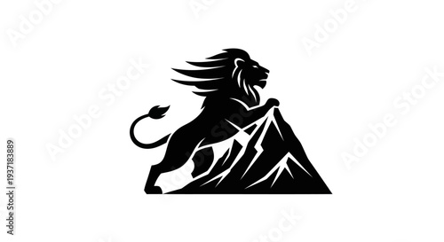 Lion silhouette on mountain peak