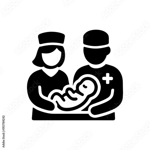Medical Staff With Newborn Icon
