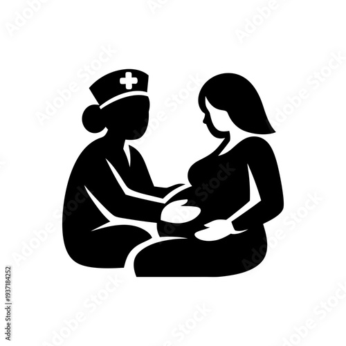 Midwife Pregnancy Abdominal Care Icon