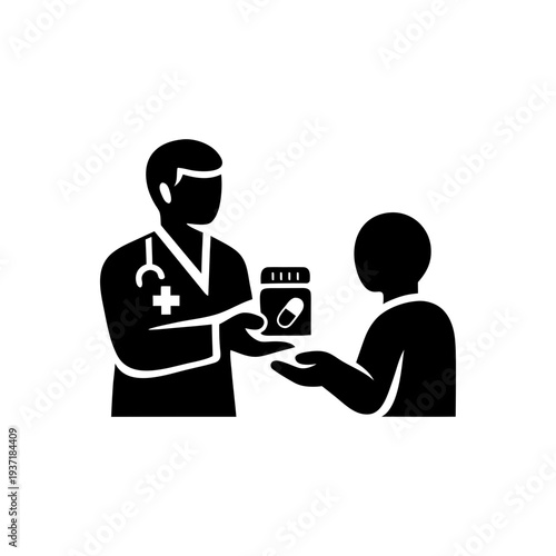 Doctor Prescribing Essential Medicine Icon