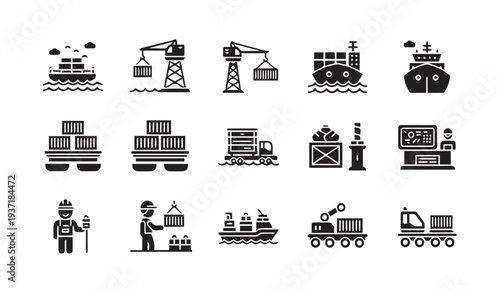 Logistics icons set for shipping and transportation industry