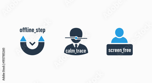 Mental Health and Wellness Workspace Icons Set Including Digital Detox Calm Trace Slider and Screen Free Lifestyle Symbols