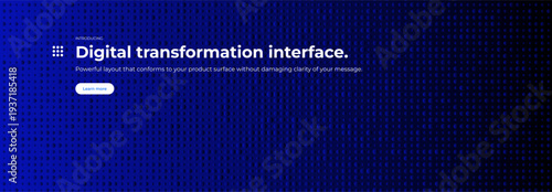 Digital Transformation Interface SaaS Platform Cloud Dashboard. Blue Gradient Dotted Background Web Landing Hero Template UX UI Enterprise Automation Integration Workflow Secure Pattern. Vector BG