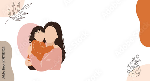 Mother Hugging Daughter Love Family Portrait.