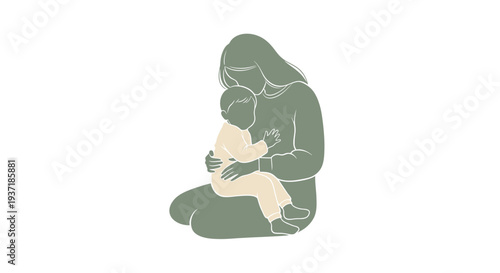 Mother Holding Baby in Her Arms.