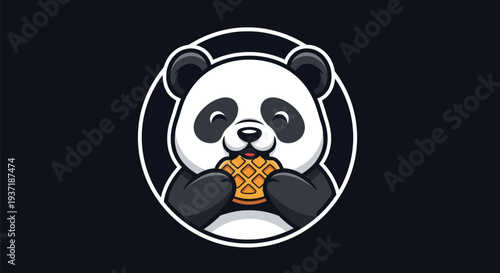 Panda eating waffle illustration