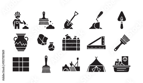Construction and renovation icons set for professional projects
