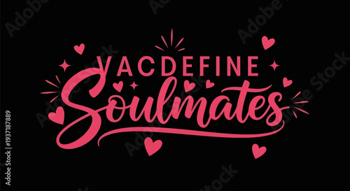 Pink heart soulmate typography