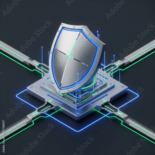 Digital Shield Security Platform Futuristic Cyber Network Protection