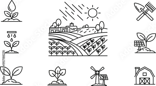 Earth day eco friendly icons for sustainable living and environmental conservation