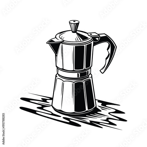 Vector illustration of a shiny espresso coffee maker