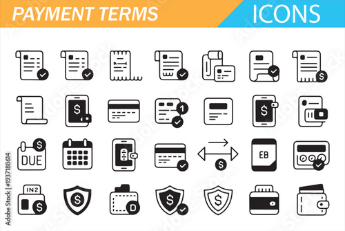 Money Transaction and Billing Icon Set for Financial Platforms