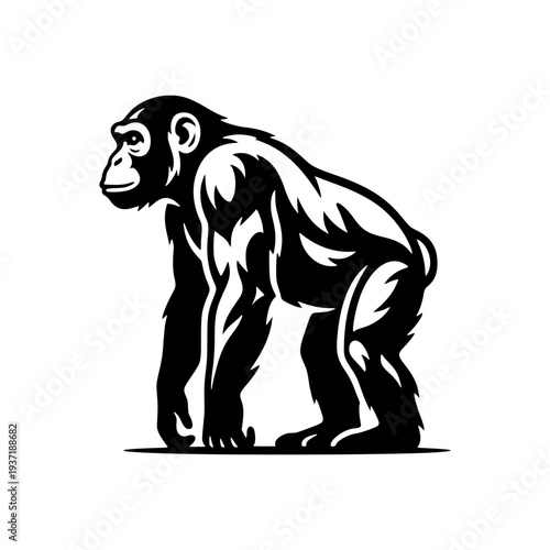 Chimpanzee Animal Silhouette Vector Illustration