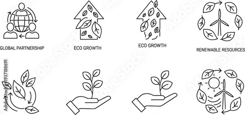 Earth day symbols and icons for environmental conservation and sustainability