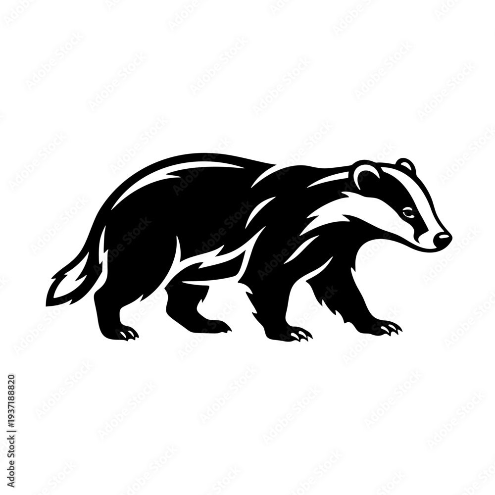 Fototapeta premium Badger Wildlife Animal Silhouette Vector