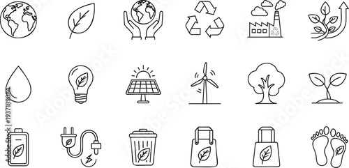 Earth day icons promoting eco friendly living and sustainability