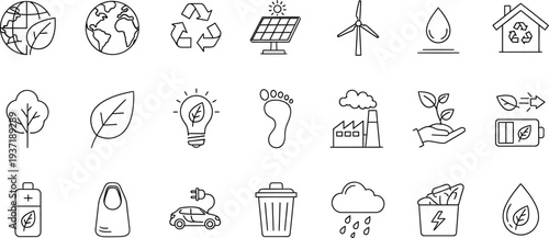 Earth day icons promoting eco friendly living and sustainability