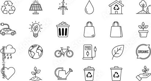 Earth day icons and symbols for a sustainable future