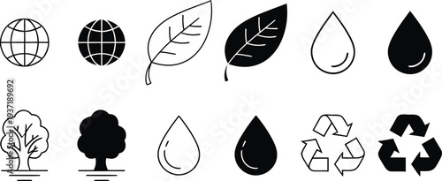 Earth day leaf illustrations promoting environmental conservation and sustainability