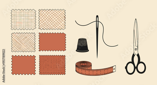 Sewing Tools and Materials for Crafting.