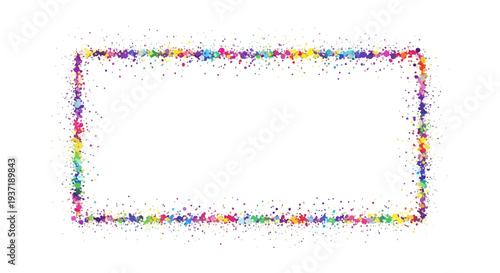 Colorful illustration of a rectangular frame filled with vibrant, multicolored powder on a white background, symbolizing Holi festival celebration.