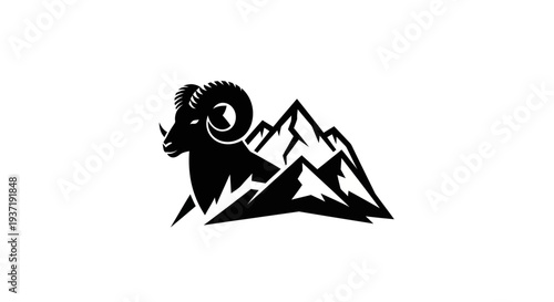 Ram and mountain logo design