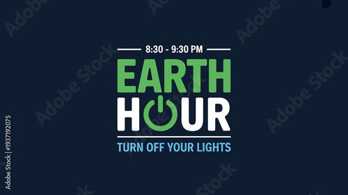 Earth Hour campaign logo with clock and light switch  turn off lights