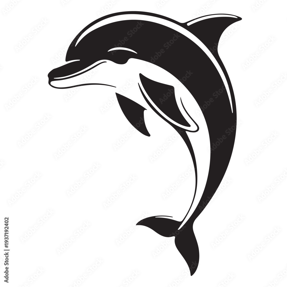 Φωτογραφία Minimalist jumping dolphin silhouette vector illustration