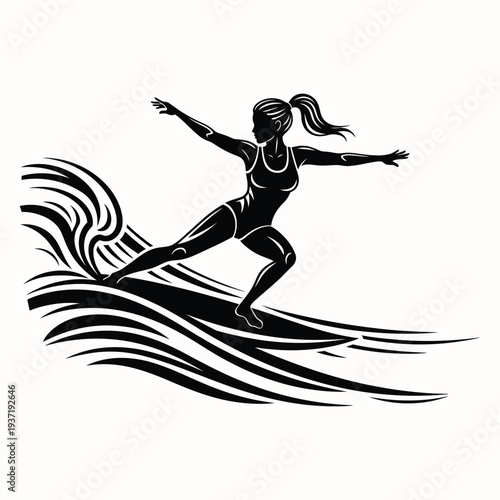April fools day surfing silhouette woman riding waves on april 1st