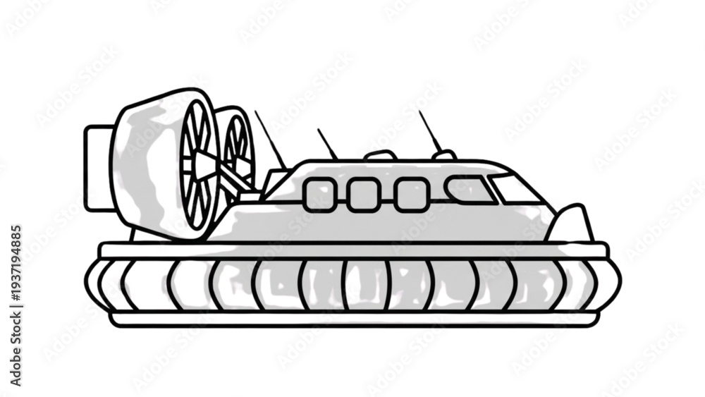Obraz premium Illustration of a futuristic tank with hover technology in action on a battlefield from a side viewpoint