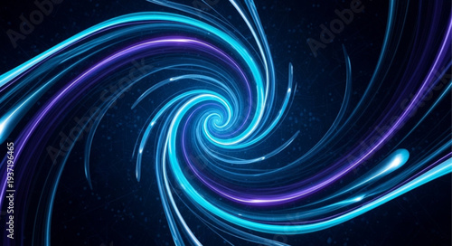 Abstract Swirling Light Patterns in Deep Space.