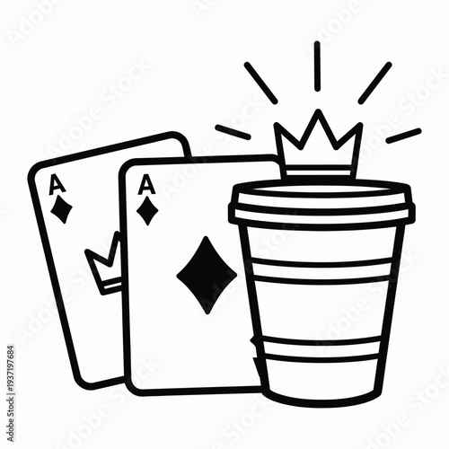 April fools day silhouette ace up your sleeve with a royal flush coffee cup