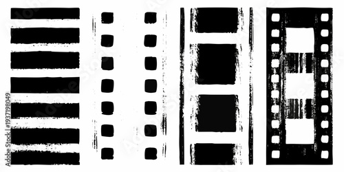 Arrangement of black film strips with various frame patterns