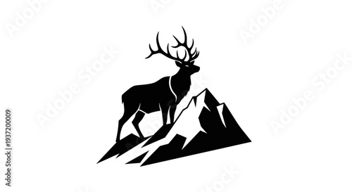Silhouette of a majestic elk on a mountain