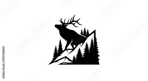 Silhouette of a majestic elk on mountain