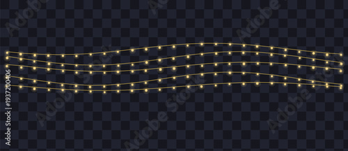 Glowing yellow string lights gently cascade across a dark transparent grid creating a festive mood