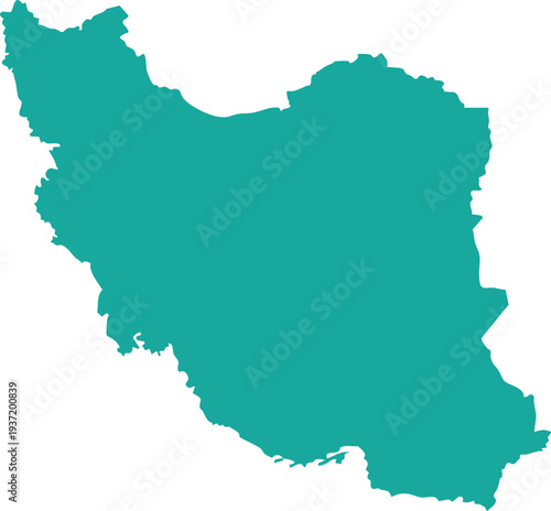 Teal silhouette map of iran isolated on white background shape