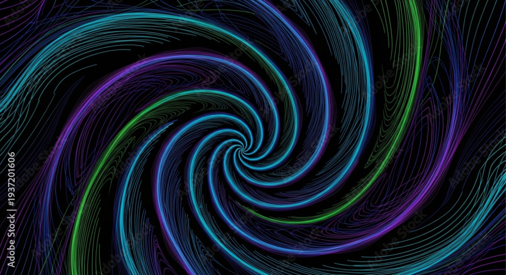 Obraz premium Colorful Digital Spiral Pattern with Neon Lights.