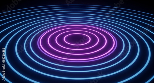 Vibrant Neon Circular Light Pattern on Dark Background.