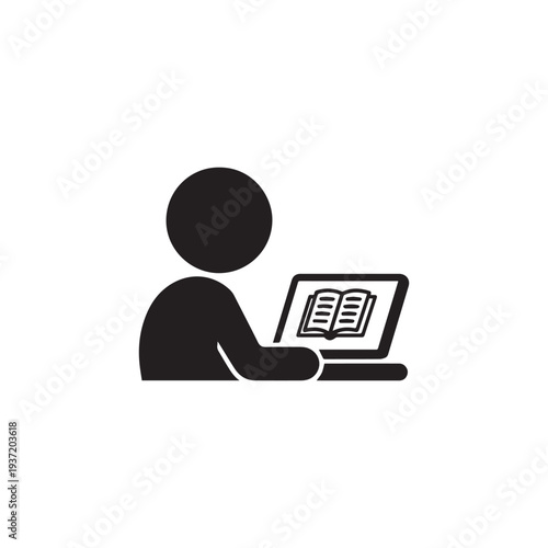Person Reading Book Icon Vector