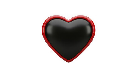 Red bordered black heart shape symbol isolated on white background transparent background