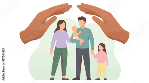 Illustrative depiction of family protection, security, and well-being