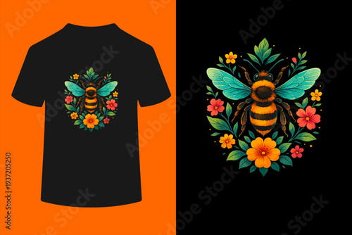 Flowers Beekeeping Beekeeper Floral Honey Bee Lover T-Shirt
