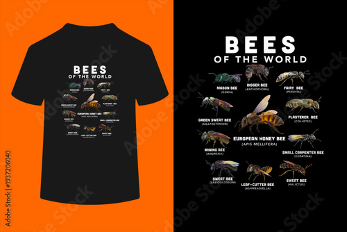 Bee Shirt Bees Of The World Beekeeper Funny Beekeeping T-Shirt
