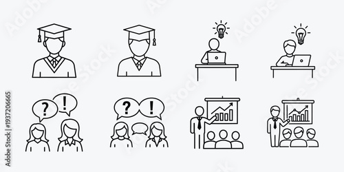 Education and learning icons set for academic and professional development